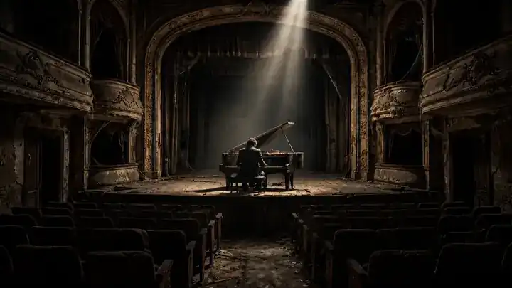 Dark atmospheric performance poster