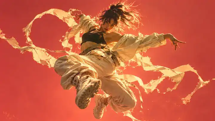 Dynamic motion poster with a dancer in action