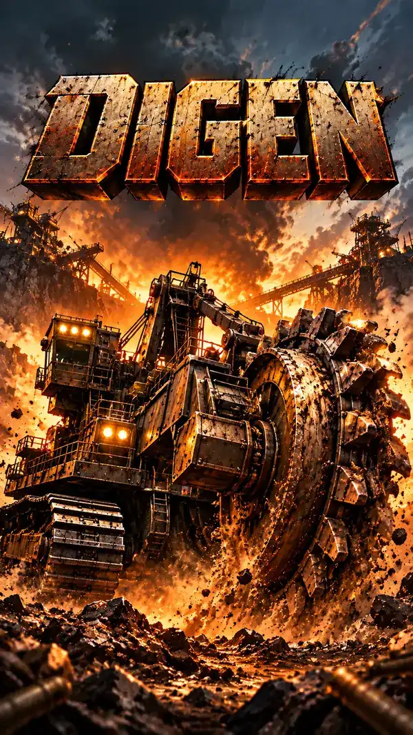 Warm metallic action poster with large title lettering
