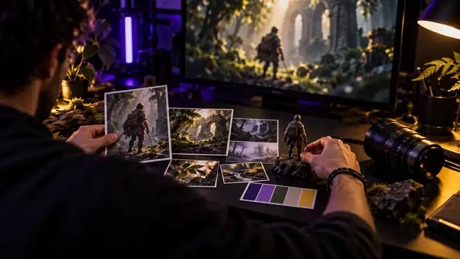 Separate illustrative video frame representing a more defined visual direction